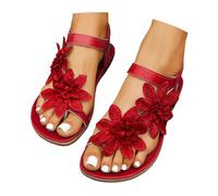 Generisch Sandali da donna con supporto per l'arco plantare, per la spiaggia, la vita quotidiana, eleganti scarpe bohémien per il tempo libero, con cinturino elastico alla caviglia, punta ariosa