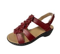 Generisch Sandali da donna con tacco 2025, estivi, per il tempo libero, comodi, leggeri, piatti, con tacchi alti, per sport all'aria aperta, sandali romani, sandali da donna, Colore: rosso, 37 EU