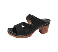 Generisch Sandali da donna con tacco décolleté da donna, con tacco a blocco, sandali aperti, scarpe estive eleganti con tacco alto, Nero6., 40 EU
