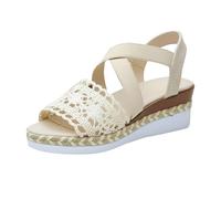 Generisch Sandali da donna con tacco, eleganti, da donna, con cinghia, con zeppa, in rete, con suola morbida, con zeppa, leggeri, comodi e per il tempo libero, beige., 39 EU