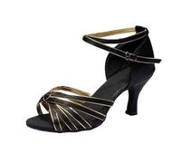 Generisch Sandali da donna con tacco medio per danza latina, decorazione con nodi, suola slip-on, comode scarpe da sera per occasioni legali al chiuso, moda estiva per il tempo libero, giallo., 42 EU