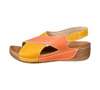 Generisch Sandali da donna con tacco obliquo, suola spessa per taglie grandi, design a bocca di pesce, giallo., 40 EU