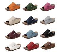 Generisch Sandali da donna con tacco, sandali estivi da donna, in pelle, traspiranti, da trekking, da donna, con zeppa, comodi e con plateau, bianco, 41 EU