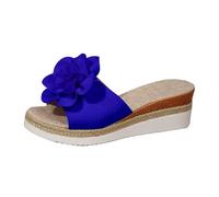 Generisch Sandali da donna con zeppa, eleganti, da donna, con fiori, suola spessa, leggeri, per il tempo libero, comodi, da spiaggia, eleganti, casual, Blu, 43 EU