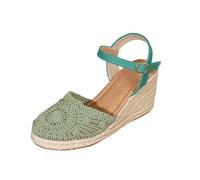 Generisch Sandali da donna con zeppa, eleganti, estivi, comodi, con plateau, scarpe estive, a maglia, espadrillas, sandali in paglia, sandali chiusi sul davanti