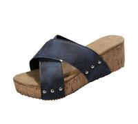 Generisch Sandali da donna con zeppa Peeptoe, sandali con zeppa, con cross-strap per la bocca di pesce, antiscivolo, comodi, per il tempo libero, taglia 36-43, Blu, 40 EU
