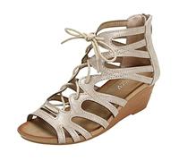 Generisch Sandali da donna con zeppa, sandali con chiusura lampo, sandali romani, Dirndl, estivi, da spiaggia, da lavoro, per tutti i giorni, a, 39 EU