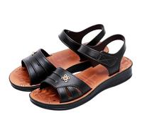 Generisch Sandali da donna dal design confortevole con passante per le dita, comodi sandali con cinturino e tacco piatto, scarpe estive per una tenuta sicura, Stile V01 nero, 39 EU