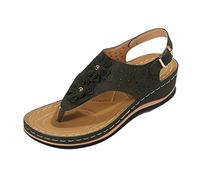 Generisch Sandali da donna, design ergonomico, con zeppa, per ridurre l'affaticamento dei piedi, comode e funzionali, verde militare, 41 EU