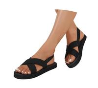 Generisch Sandali da donna eleganti con plateau con materiale a rete elastico e cinturino sul tallone, comodi sandali estivi per spiaggia, tempo libero e attività casual all'aperto, Nero , 40 EU Larga