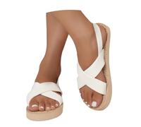 Generisch Sandali da donna eleganti con plateau con materiale a rete elastico e cinturino sul tallone, comodi sandali estivi per spiaggia, tempo libero e attività casual all'aperto, bianco, 38 EU