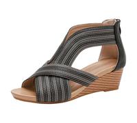 Generisch Sandali da donna eleganti, con zeppa, ortopedici, antiscivolo, con plateau e plateau, comodi, con zeppa, da spiaggia, da trekking, per la città, tutti i giorni, Nero , 39 EU