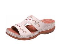 Generisch Sandali da donna eleganti con zeppa, sandali da donna con motivo floreale, suola piatta, comodi sandali con zeppa, traspiranti, leggeri, Colore: rosa., 39 EU