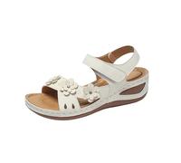 Generisch Sandali da donna, eleganti e confortevoli, con zeppa, con piedi larghi, sandali da spiaggia, con suola piatta, sandali da spiaggia, impermeabili, per il tempo libero, leggeri, bianco, 40 EU