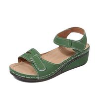 Generisch Sandali da donna eleganti per un rilassamento casual Design a punta aperta Tacco zeppa Cinturino regolabile Perfetto per l'estate e da abbinare ai jeans., verde militare, 42 EU