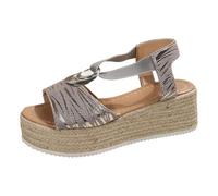 Generisch Sandali da donna eleganti sandali da donna, sandali alla moda in stile romano, con suola spessa e zeppa e fibbia in metallo, perfetti per l'uso quotidiano e la spiaggia, argento, 37 EU