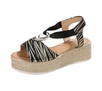 Generisch Sandali da donna eleganti sandali da donna, sandali alla moda in stile romano, con suola spessa e zeppa e fibbia in metallo, perfetti per l'uso quotidiano e la spiaggia, Nero , 37 EU