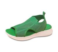 Generisch Sandali da donna estivi alla moda, sandali da donna con punta aperta per sogni di tutti i giorni, materiale esterno in rete traspirante, suola piatta comoda, leggera, versatile, verde, 42 EU