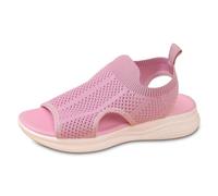 Generisch Sandali da donna estivi alla moda, sandali da donna con punta aperta per sogni di tutti i giorni, materiale esterno in rete traspirante, suola piatta comoda, leggera, versatile, Rosa chiaro