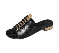 Generisch Sandali da donna estivi comode pantofole estive in metallo per, casual, commercio estero, grandi dimensioni, stile romano, scarpe da donna, Nero , 37 EU