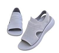 Generisch Sandali da donna in maglia con suola a cuneo, traspiranti e antiscivolo, comode scarpe da infilare per il tempo libero, passeggiate, vacanze, taglia 36-43, B04 Grigio, 40 EU