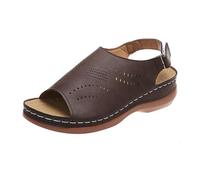 Generisch Sandali da donna Primavera e Semplice Hollow Fish Maul Scarpe Romane Leggere Suola Spessa Traspirante Vacanze al mare Zeppa Sandali Casual Donna Stivaletti Nero 40, marrone, 37 EU