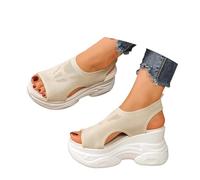 Generisch Sandali da donna, sandali alla moda con plateau in rete traspirante, comode ed eleganti scarpe estive per la prossima stagione., cachi, 37 EU
