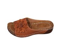 Generisch Sandali da donna, sandali eleganti e eleganti, in pelle, estivi, da trekking, antiscivolo, per la spiaggia, i viaggi, il trekking, i piedi larghi, marrone, 40 EU