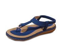 Generisch Sandali da donna slip-on traspiranti per la primavera, scarpe da spiaggia con punta aperta, comodi compagni di tutti i giorni, suola antiscivolo, design leggero, Blu, 36 EU