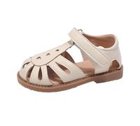Generisch Sandali da ragazza con punta cava, comodi e traspiranti, suola morbida, per vacanze, spiaggia, sandali casual, beige., 28 EU