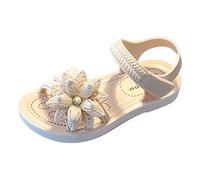 Generisch Sandali da ragazza, fiori di perla, sandali aperti con infradito per bambini, antiscivolo, flessibili, ariosi, leggeri per l'estate, comode e morbide scarpe basse leggere, bianco, 30 EU