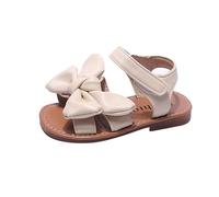 Generisch Sandali da ragazza, per bambini, estivi, per bambini, a piedi nudi, da trekking, estivi, alla moda, da principessa, in pelle, con bowknot, bianco, 23 EU