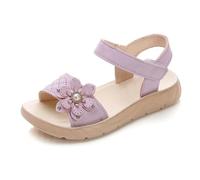 Generisch Sandali da ragazza, per bambini, estivi, per bambini, con brillantini, fiori, da principessa, da spiaggia, leggeri, antiscivolo, taglia 22-37, 02 viola chiaro, 36 EU