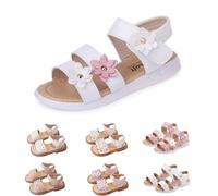 Generisch Sandali da ragazza, per bambini, estivi, per bambini, con brillantini, fiori, da principessa, da spiaggia, leggeri, antiscivolo, taglia 22-37, 01 A Bianco, 36 EU