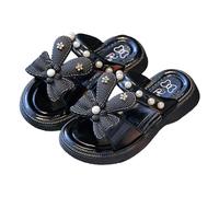 Generisch Sandali da ragazza, per bambini, estivi, per bambini, da trekking, estivi, alla moda, da principessa, leggeri con fiori di perla, da spiaggia, Nero , 35 EU