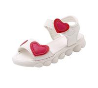 Generisch Sandali da ragazza, sandali per bambini, con fibbia regolabile, sandali antiscivolo, per interni ed esterni, sandali sportivi estivi, bianco, 32 EU