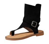 Generisch Sandali Donna Casual Spiaggia Romana Piatto Slip On Cinghie Scavate Per Camminare All'aperto In Vacanza, Nero , 36 EU