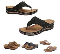 Generisch Sandali e Slides da donna, infradito da donna con fiori, sandali romani, zeppa, ciabatte posteriori aperte, con plateau e infradito antiscivolo, traspiranti, Nero , 37 EU
