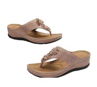 Generisch Sandali e Slides da donna, infradito da donna con fiori, sandali romani, zeppa, ciabatte posteriori aperte, con plateau e infradito antiscivolo, traspiranti, Colore: rosa., 40 EU