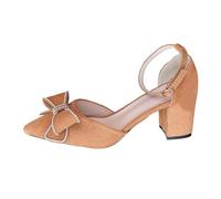 Generisch Sandali eleganti da donna con punta a punta, cinturino con fiocco, comodi design slip-on, per tutti i giorni, tempo libero, viaggi, tacchi di prima qualità, marrone, 39 EU