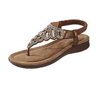 Generisch Sandali eleganti sandali estivi novità, traspiranti, scarpe da spiaggia, grandi dimensioni, fiocco, zeppa, moda, romano da donna, comodi piedi larghi per affari e uffici, marrone, 41 EU