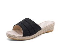 Generisch Sandali Espadrle da donna, naturale-rilassati, con tomaia in treccia e fondo in sughero con plateau, sandali estivi piatti in tonalità naturale, scarpe da vacanza ariose per la città, Stile