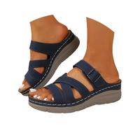Generisch Sandali estivi alla moda con funzione massaggiante, comodo supporto dell'arco plantare, infradito casual da donna, ideali per la spiaggia e per tutti i giorni, Blu marino, 41 EU