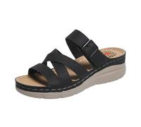 Generisch Sandali estivi alla moda con funzione massaggiante, comodo supporto dell'arco plantare, per gite casual in spiaggia, infradito piatte dal design elegante, Nero , 37 EU