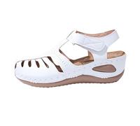 Generisch Sandali estivi da donna, comodi sandali da donna con design traforato e suola piatta, scarpe leggere per il tempo libero, scarpe estive antiscivolo, sandali chiusi tutti i giorni, bianco, 37