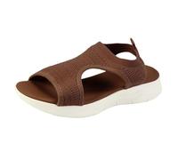 Generisch Sandali estivi da donna con piedi larghi, scarpe ortopediche in rete, suola morbida, casual, comodi e lavabili, sandali casual a maglia, T 3 Marrone, 43 EU