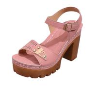 Generisch Sandali estivi da donna con slingback, sandali con zeppa, con cinturino a bottone, aperti con tacco alto, sandali estivi, antiscivolo, da donna, traspiranti, per il tempo libero, Colore