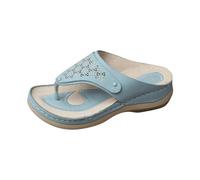 Generisch Sandali estivi da donna, con suola solida, sandali estivi con zeppa, traspiranti, comodi da camminare, piatti, sandali larghi, Celeste., 40 EU