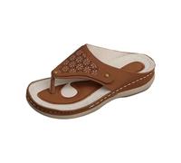 Generisch Sandali estivi da donna, con suola solida, sandali estivi con zeppa, traspiranti, comodi da camminare, piatti, sandali larghi, marrone, 39 EU