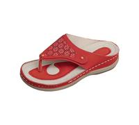 Generisch Sandali estivi da donna, con suola solida, sandali estivi con zeppa, traspiranti, comodi da camminare, piatti, sandali larghi, Colore: rosso, 37 EU